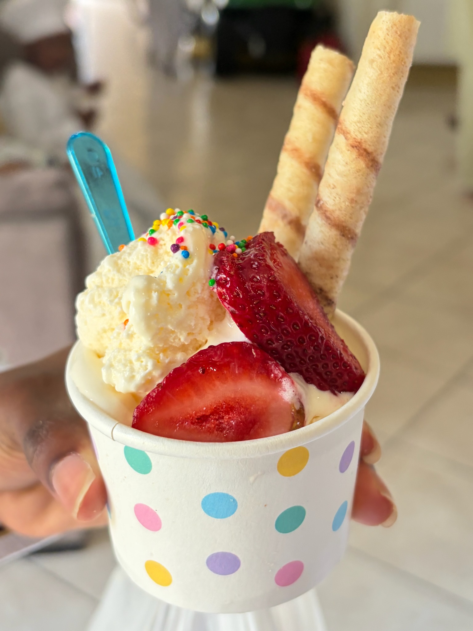 Ice cream bar detail with layered serving display